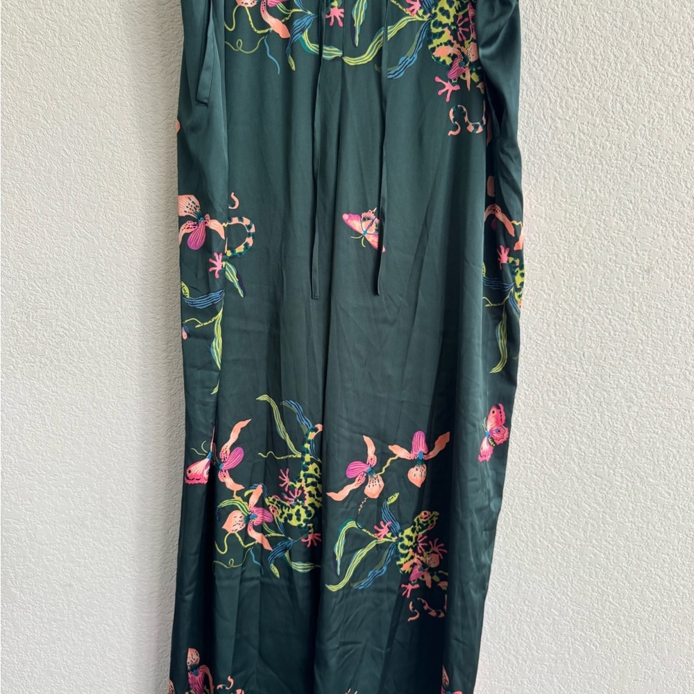 SOMA 2 piece pajama lounge set size large Floral-Print Relaxed Pants Dark Green - Picture 8 of 9